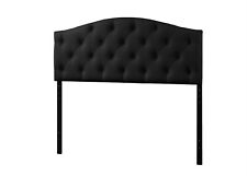 Wholesale Interiors Baxton Studio Myra Modern and Contemporary Faux Leather Upholstered Button-tufted Scalloped Headboard Queen Black