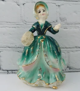 Lenwile Ardalt Hand Painted Lady - Teal Dress w/ Bonnet / Detailed Muff - 6505-B - Picture 1 of 19