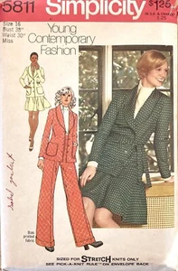 Simplicity 5811 Vintage Women’s Jacket Skirt Pants Knits Pattern Size 16 Uncut - Picture 1 of 2