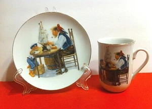 Plato y taza de colección Norman Rockwell for a Good Boy edición limitada - Imagen 1 de 9