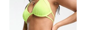 River Island Strappy Plunge Bikini Top - Neon Green - Picture 1 of 10