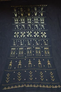 Bufanda chal envolvente de tela de tul/tela de metal dorado egipcio negro - Imagen 1 de 6