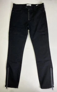 Frame Le High Skinny Crop Rubberized Zipper in Film Noir New Size 26 - Picture 1 of 9
