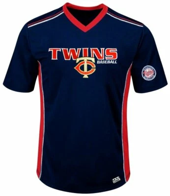 Minnesota Twins MLB Mens Cool Base Performance V Neck Jersey Navy Blue Big Sizes - Image 1 of 2
