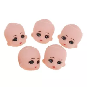 5 cabezas de muñeca bebé con ojos grandes para muñeca accesorios personalizados juguete plástico completo - Imagen 1 de 2
