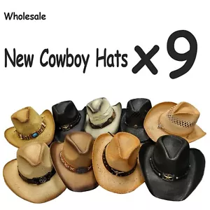 WHOLESALE LOT OF 9 High Quality Western Style 9 Cowboy Hats! Upgraded Quality - Picture 1 of 7