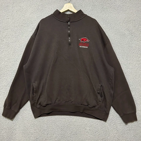 Arkansas Razorbacks 1/4 Zip Pullover Sweatshirt Adult 3XL Gray NCAA College Cover