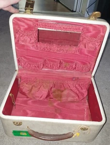 Vintage Morton Luggage of London Make Up Travel/Vanity Case Cream Mirror Inc. - Picture 1 of 11