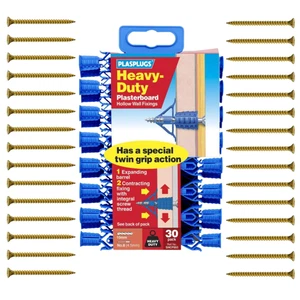 Plasterboard Fixings Plugs Plasplug 30 Heavy Duty Cavity Wall Raw Drywall Strong - Picture 1 of 5