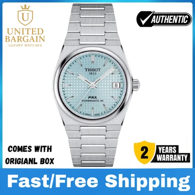 BRANDED Nuevo Tissot PRX Powermatic 80 azul hielo 40 mm acero inoxidable T1374071135100