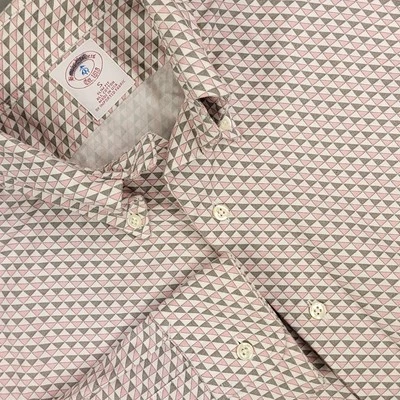 Brooks Brothers Shirt Men Small Slim Geometric Print Button Down Made Oxford USA - Image 1 of 4