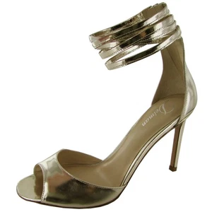 Delman Womens Ali Leather Ankle Cuff Strap Sandal, Silver Metallic, US 6 - Picture 1 of 3