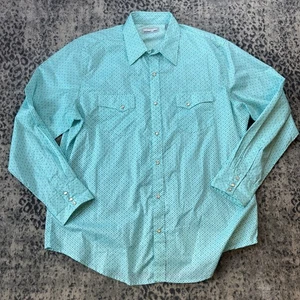 Wrangler Wrancher Shirts Men’s XL Diamond Geometric Print Pearl Snap Shirt L/S - Picture 1 of 16
