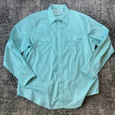 Wrangler Wrancher Shirts Men’s XL Diamond Geometric Print Pearl Snap Shirt L/S - Image 1 of 4
