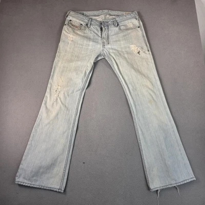 Diesel Zathan Jeans Mens 31x32 Light Wash Bootcut Distressed Made in Italy 008KJ - Image 1 of 4