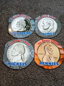 Alles über Münzen Pennies Nickels Groschen Viertel Bücher NEU Set Lehrer Schulhilfen - Bild 1 von 5