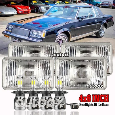 For Chevrolet Caprice G10 1977-1986 4PCS Black 4x6 Inch LED Headlights Hi/Lo Foto 1 de 4