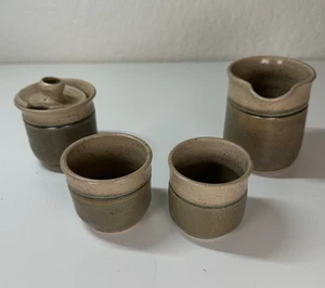 Steingut Keramik 2er Set Kaffee Espresso Zuckerdose mit Deckel & Milchkännchen Erdgeschirr - Bild 1 von 6