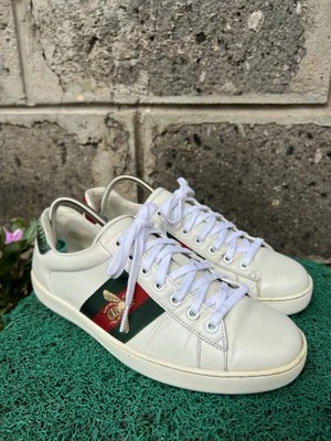 Gucci мужские Ace вышитый пчелы кожи на шнуровке кроссовки размер США 6 || Великобритании 5,5 - Изображение 1 из 4