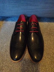 Mens Black Paolo Vandini Brogues Size 9 BNWT - Picture 1 of 6