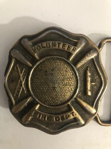 Vintage 1980s Solid Brass Volunteer Fire Dept Belt Buckle - - - Picture 1 of 11