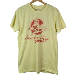 Netflix Stranger Things T Shirt Yellow Large TV Show Retro 2 Sided Surfer Pizza - Picture 1 of 7