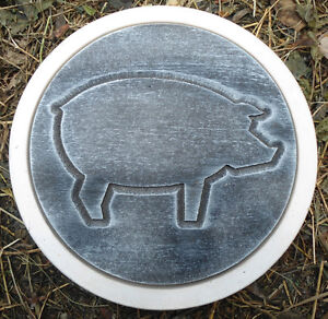 Pig stepping stone mold 1/8th" plastic concrete plaster casting mould 12" x 1.5"