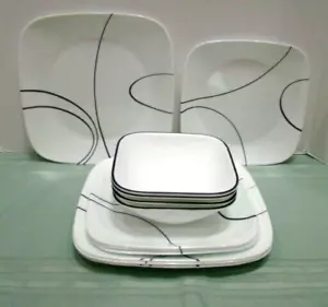 Corelle SIMPLE LINES Dinnerware Plates & Bowls ~ 12 Pcs. Service for 4 - Picture 1 of 8