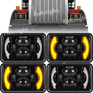 4pcs 4x6" LED Headlights Hi/Lo DRL For Kenworth T800 W900 Peterbilt 357 379 378 - Picture 1 of 17
