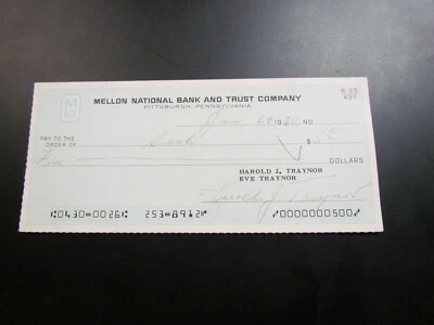 Pie Traynor Hand Signed Cancelled Check JSA Certified  - Image 1 of 4