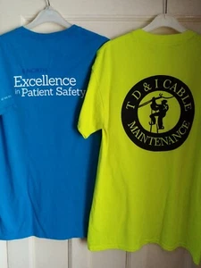 T Shirts Neon Gelb + Blau Logos X2 Motive Medium Builders Workwear Gildan - Bild 1 von 24