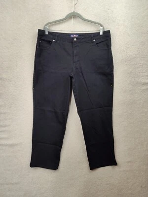 Pantalones de mezclilla rectos elásticos tiro alto mezcla de algodón negros La Blues 20WP para mujer Foto 1 de 4