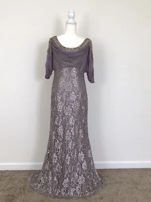 Montage Lilac Beaded Lace Gown With Sweep Train Size 8 NWT - Image 1 of 4