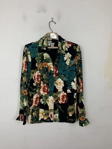 Chicos Women Blazer 1 Sz 8-10 Dark Floral Spring Easter Rose Romantic Date Night - Picture 1 of 10
