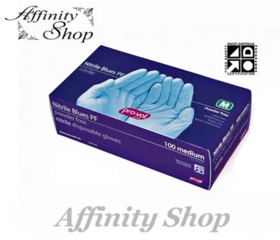 BLUE NITRILE Disposable Gloves Proval Blues PF/Powder Free Glove 100 per Box - image 1 of 2
