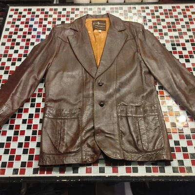 Abrigo Chaqueta De Colección Años 70 80 Cuero Genuino Moda El Legado Talla 38 Rockabilly  Foto 1 de 4