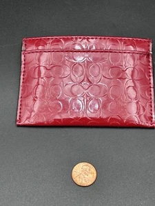 Coach Embossed Patent Leather Liquid Gloss Card Wallet - Berry - F62544 - Picture 1 of 3