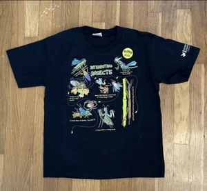 Glow In The Dark Interesting Insects Kids Youth T Shirt 10/12 Black with 3D Bugs - Picture 1 of 7