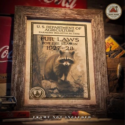 Vintage Fur Trapping Catalog Art Print Raccoon Hunting Fishing Cabin Decor Gift - Image 1 of 4