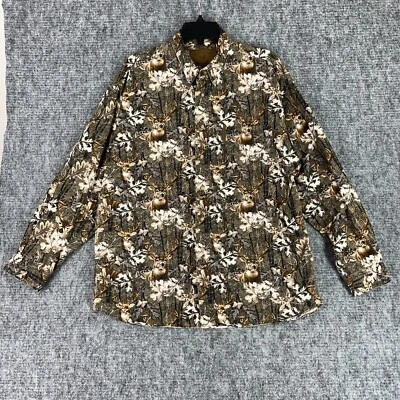 Camisa North River Para Hombre Grande Marrón Camuflada Franela Cuello Abotonado Foto 1 de 4