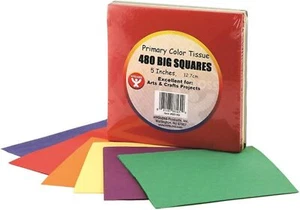 Hygloss Products HYG88169 Primary Colors Tissue Squares, 0.8" Height, 5.1" Wide - Picture 1 of 1