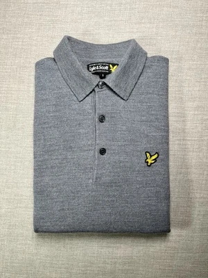 Jersey polo Lyle & Scott 100 % lana merino gris suave para hombre S [239] Foto 1 de 4