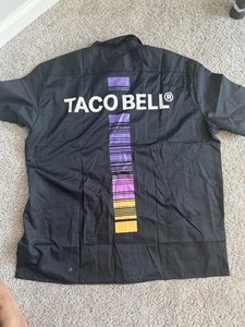 Taco Bell Kurzarm Knopfleiste Grafik Logo Print Schwarz Arbeitshemd Herren 2xl - Bild 1 von 4
