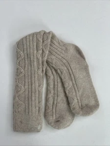 VTG Socks Hosiery 80's Cable Knit NOS 9-11 Tan Stocking School Girl Knee High - Picture 1 of 7