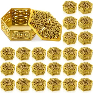 24 Pcs Indian Return Gifts for Pooja Bulk Hollow out Hexagon Candy Boxes Deco... - Picture 1 of 7