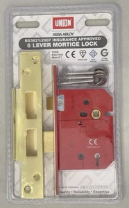 Union BS Insurance Approved 5 Lever Mortice Sashlock 80mm (3") Polished Brass - Picture 1 of 6