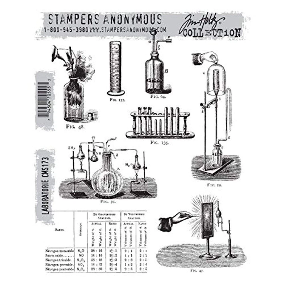 Набор зажимных резиновых штампов Stampers Anonymous Tim Holtz, 7 дюймов x 8,5 дюйма, лабораторные - Изображение 1 из 1