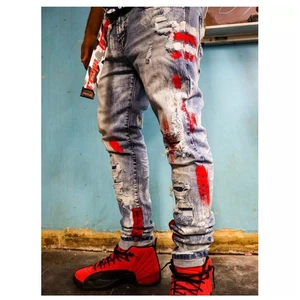 Preme Men's Hand Painted Denim Distressed Jeans - Atlanta Indigo Size 28x31 - Picture 1 of 11