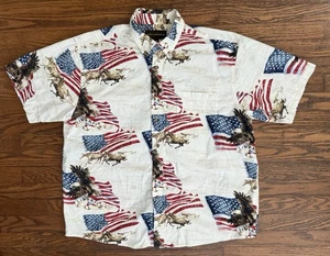 Camisa Bit & Bridle Para Hombres XL Bandera Americana Caballos Estampado Completo Vaquero Rodeo EE. UU. - Imagen 1 de 10