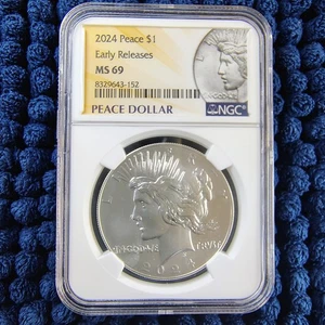 2024 Silver Peace Dollar - 99.9% Silver - Early Releases - NGC MS 69 - Picture 1 of 16